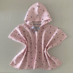 Pembe Yıldızlı Müslin Panço Bornoz