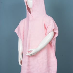 Pembe 4 Kat Müslin Panço Bornoz