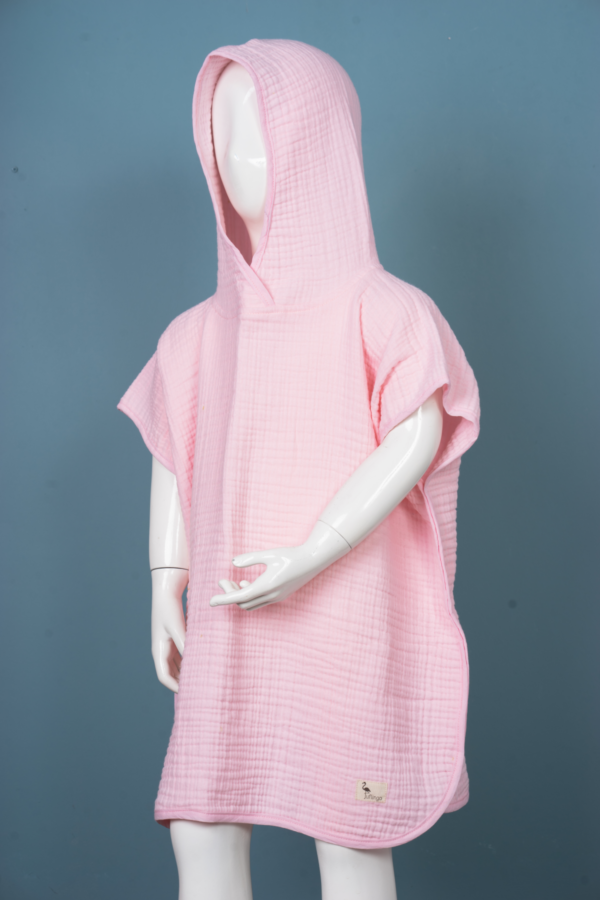Pembe 4 Kat Müslin Panço Bornoz